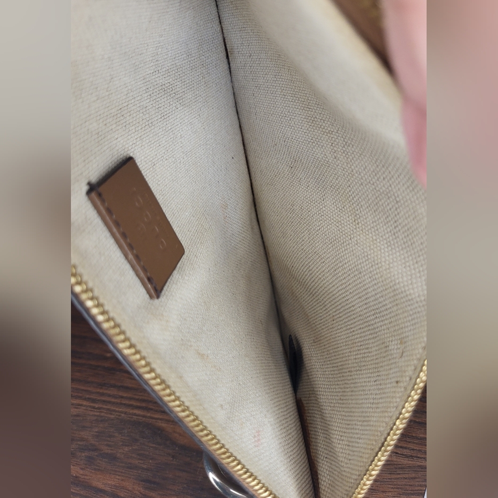 Gucci Brown Leather Clutch Crossbody Convertible Authentic - Picture 10 of 10